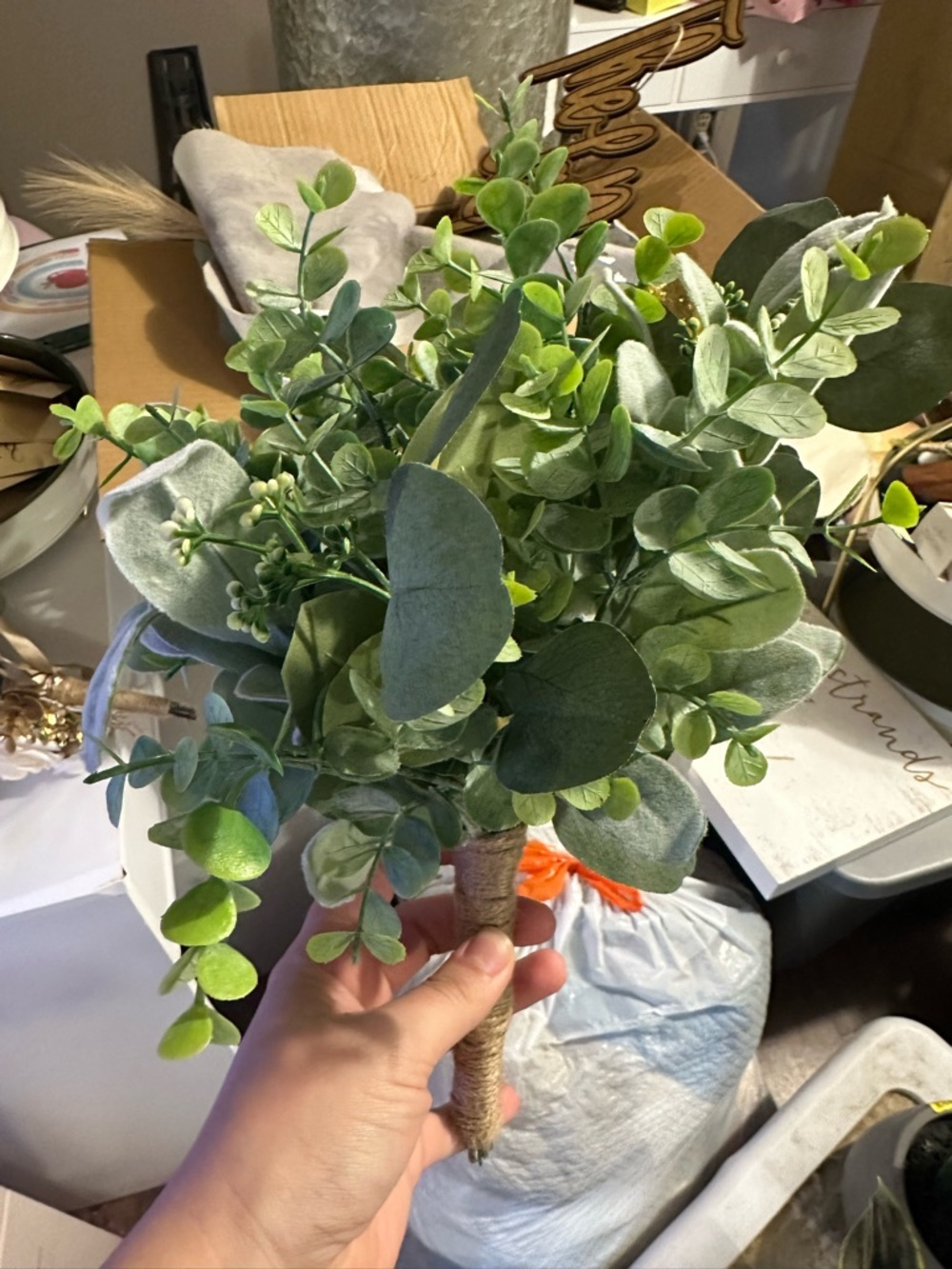 TWO Artificial Eucalyptus and Greenery Bouquet - $50 for both